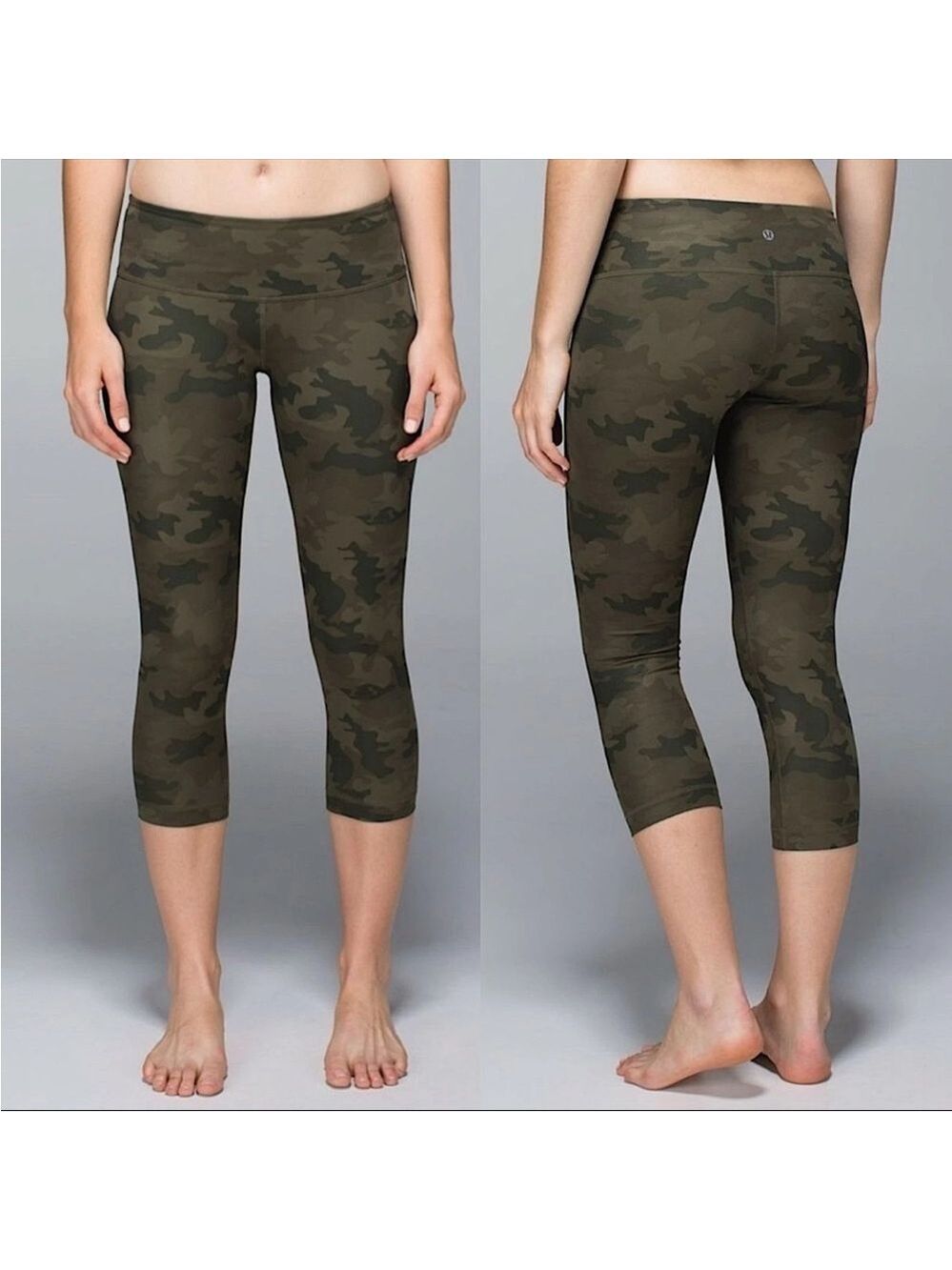 Lululemon Wunder Under Crop Size 2 Full-On Luxtreme 21" Heritage 365 Camo EUC